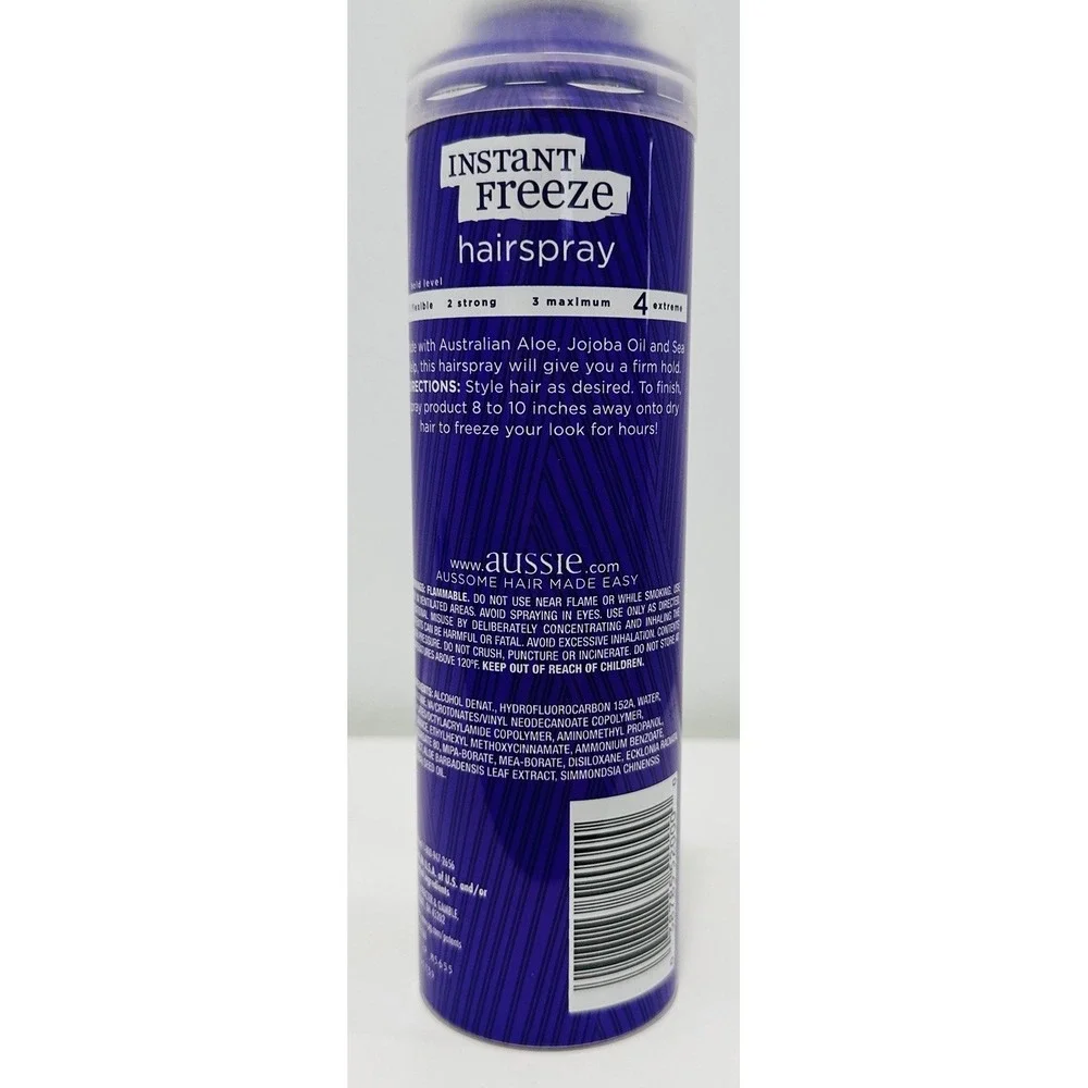 Aussie Instant Freeze Hairspray 24 Hour #4 Extreme Hold 7 Oz Aerosol Spray